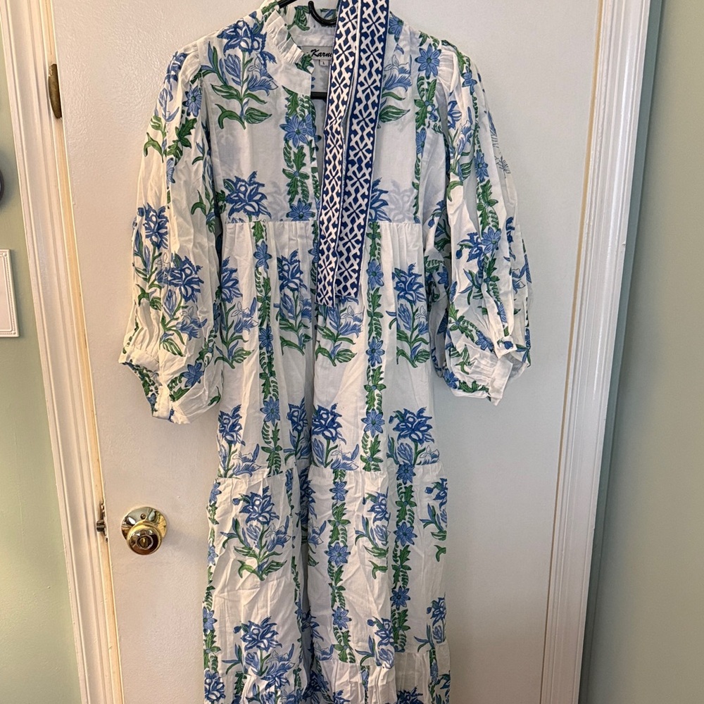 Blue and Green Floral Maxi Dress